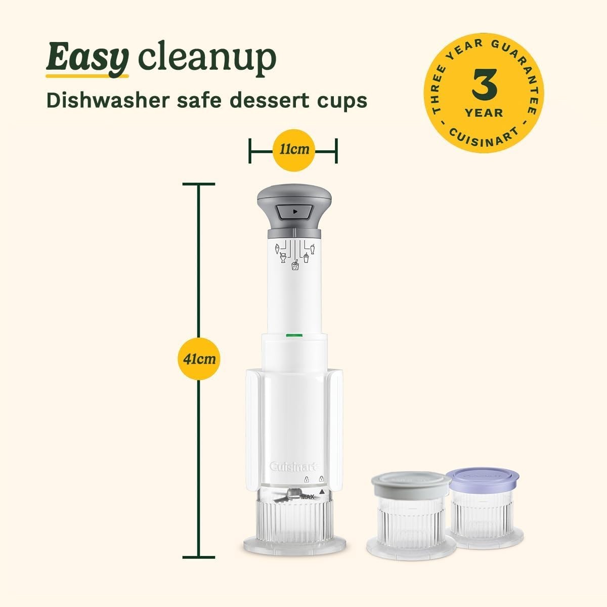 Frozen Dessert Maker Ice Cream Slushie Milkshake Machine with 3 Cups
