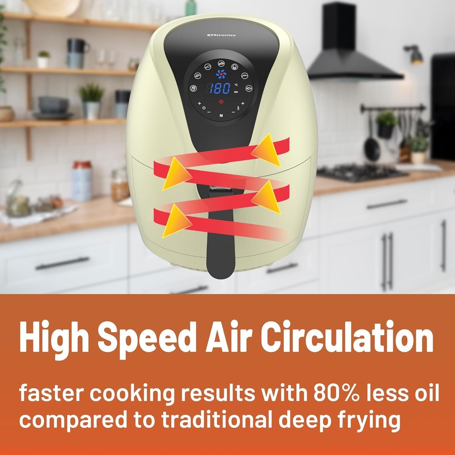 4.5L Digital Air Fryer | 1400W Oil-Free Cooking | 7 Presets |  Cream Finish