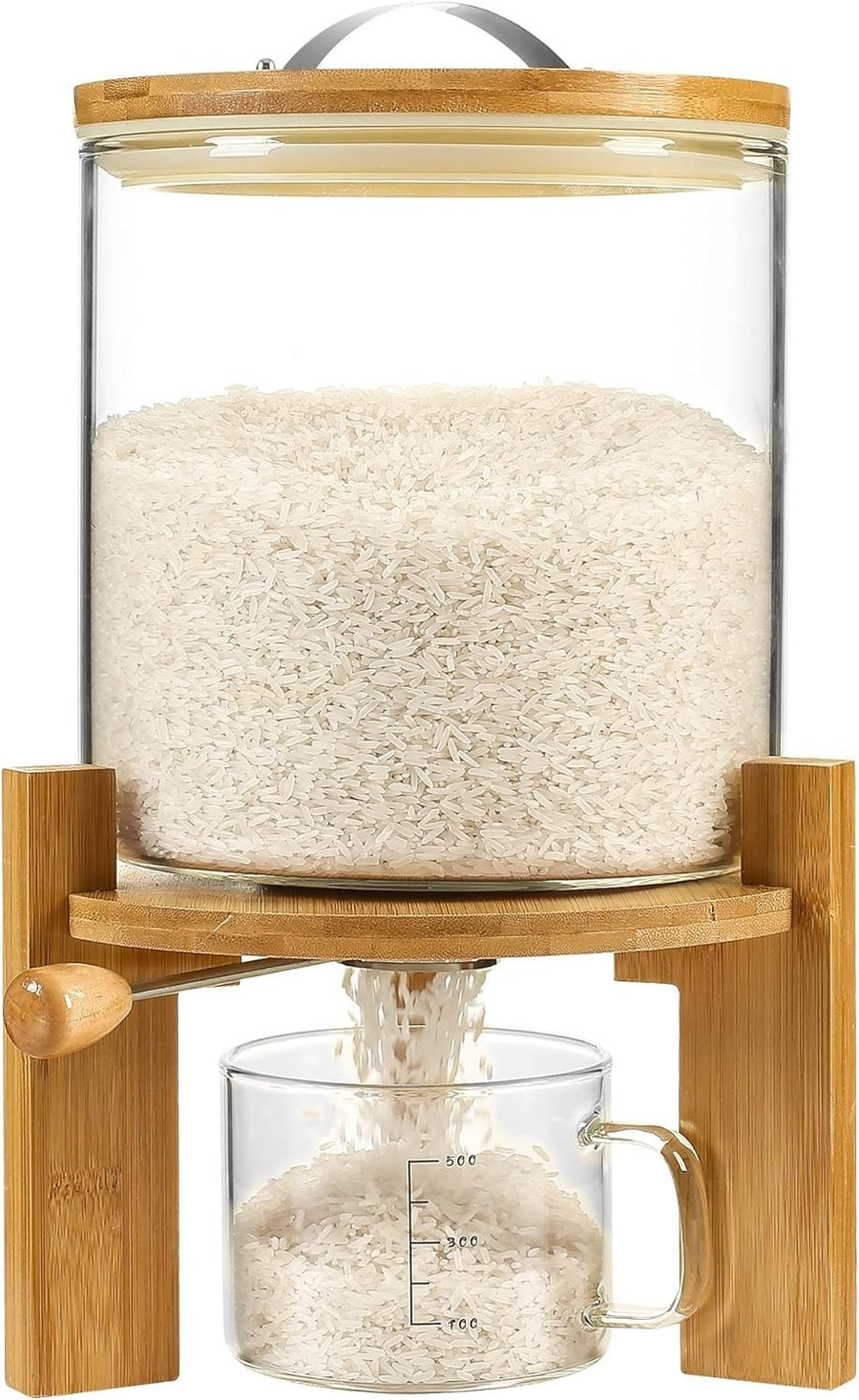 5L Glass Rice Dispenser Airtight Cereal Flour Container w Stand