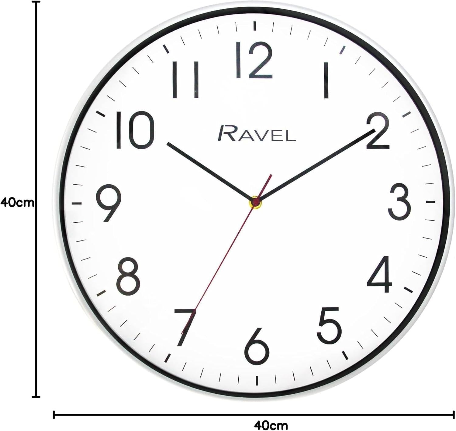 Large 40cm Silent Wall Clock White Frame Modern Minimalist Easy-Read Quartz