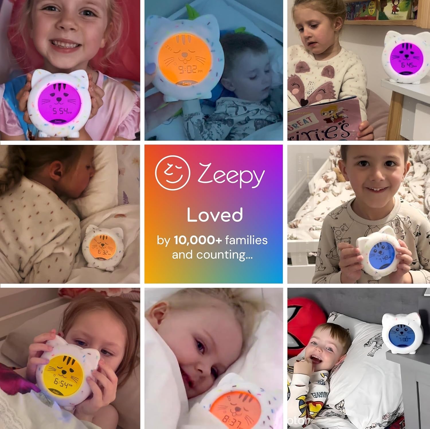 Kids Sleep Trainer Clock Night Light Alarm USB Rechargeable Drop Proof