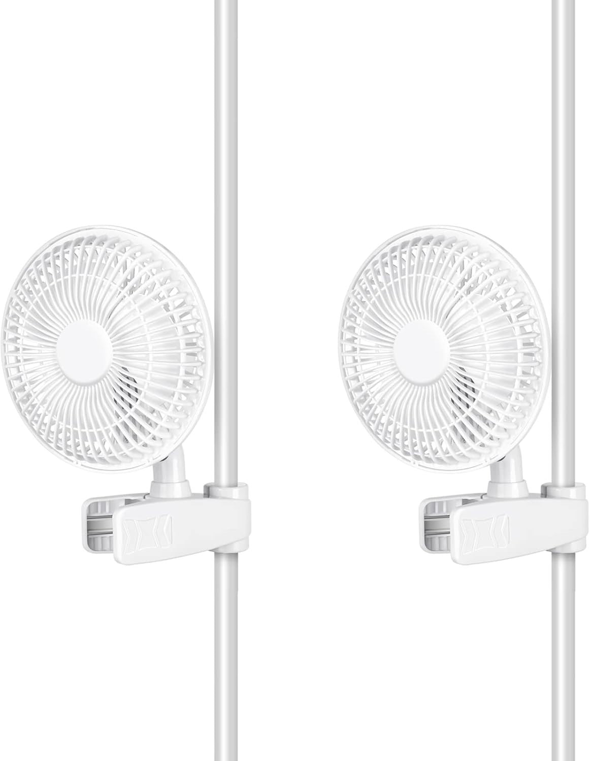 6-Inch Dual Clip Fans White – 2-Speed Adjustable 90° Quiet Desk or Grow Tent Use