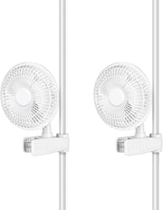 6-Inch Dual Clip Fans White – 2-Speed Adjustable 90° Quiet Desk or Grow Tent Use