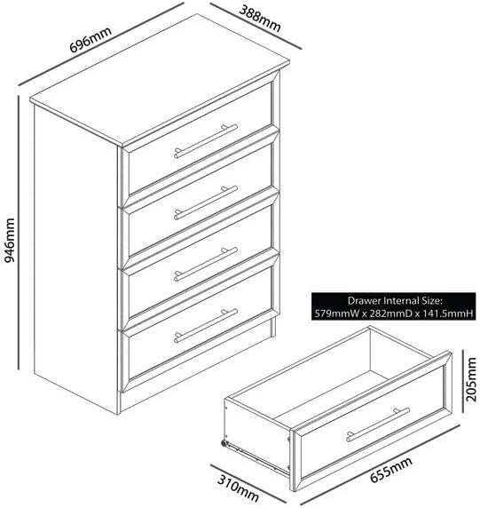 4 Drawer Storage Chest - Bedroom, Hallway & Entryway Organizer, Kale Green