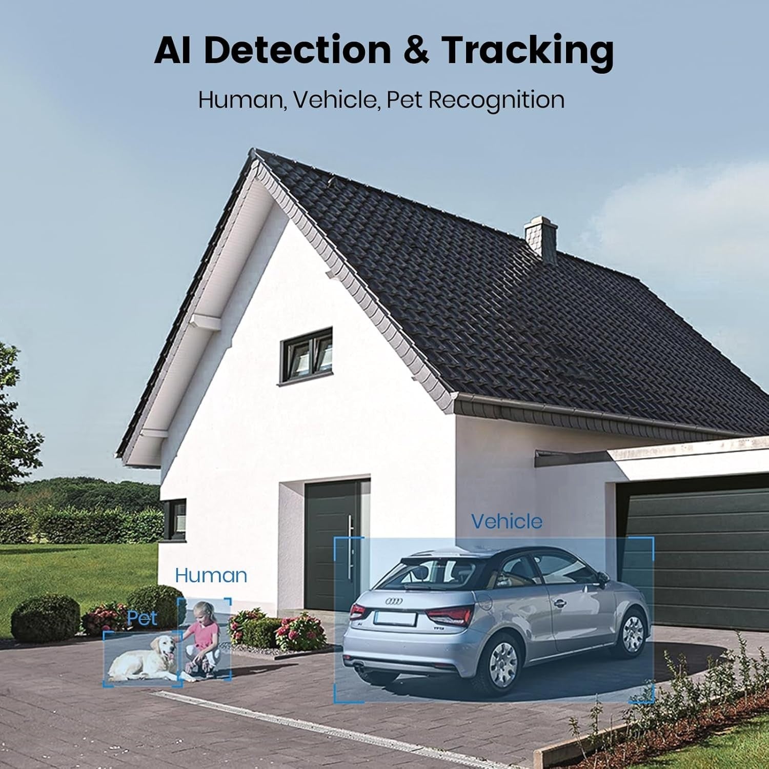 3K Floodlight Security Camera 360° PTZ 24/7 Recording WiFi CCTV