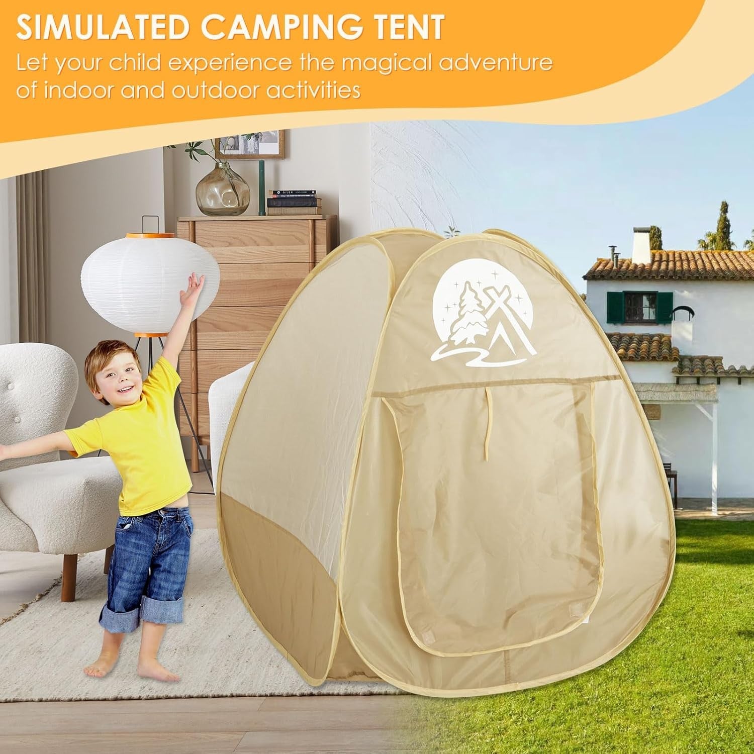 Kids Pop Up Camping Play Tent Set Blue Toddler Adventure Kit