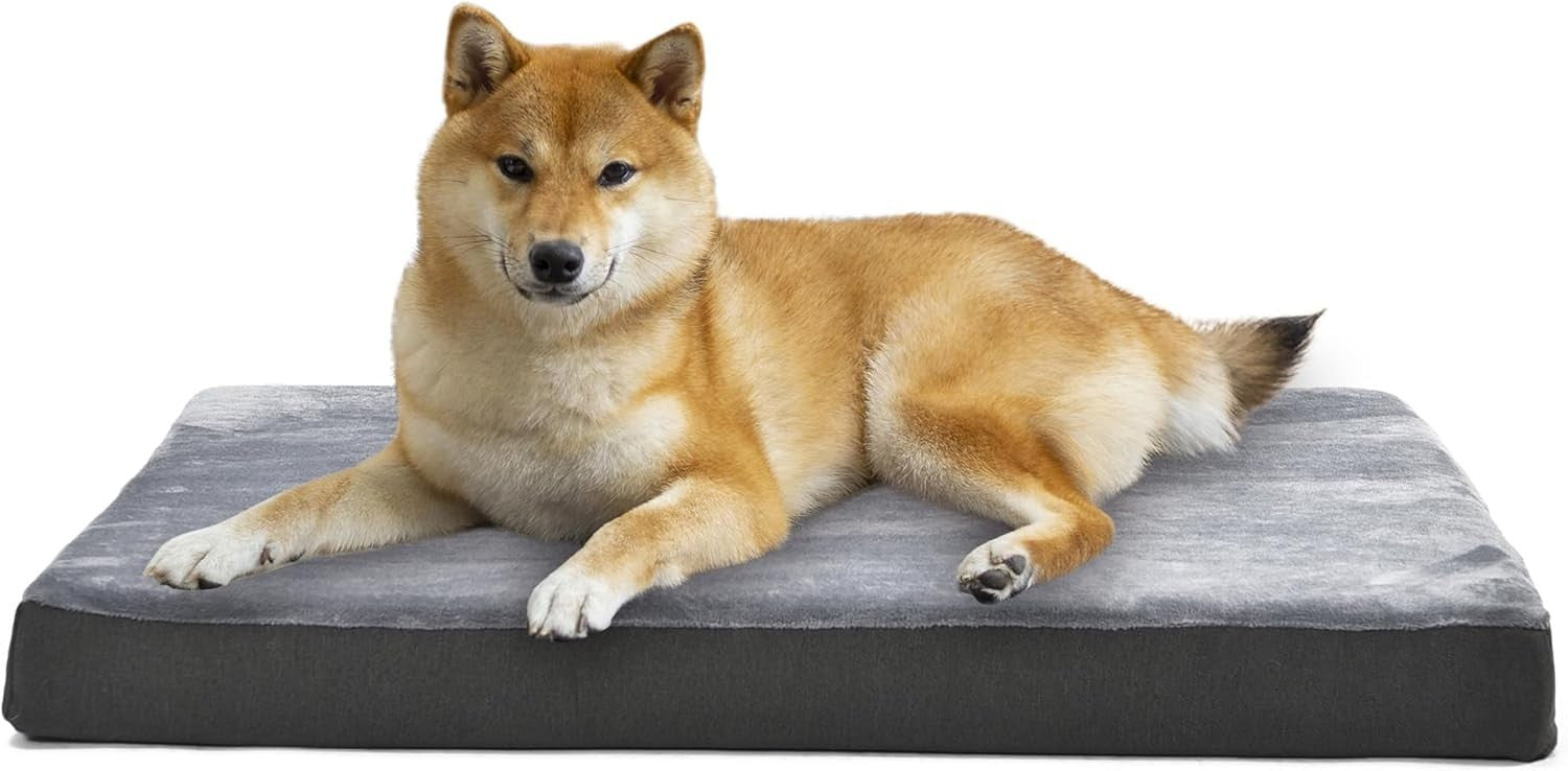XL Orthopedic Dog Bed 104x74cm U Shape Bolster Washable Grey