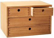 Natural Wood Desktop Organizer 4 Drawer 35cm Filing Makeup Storage