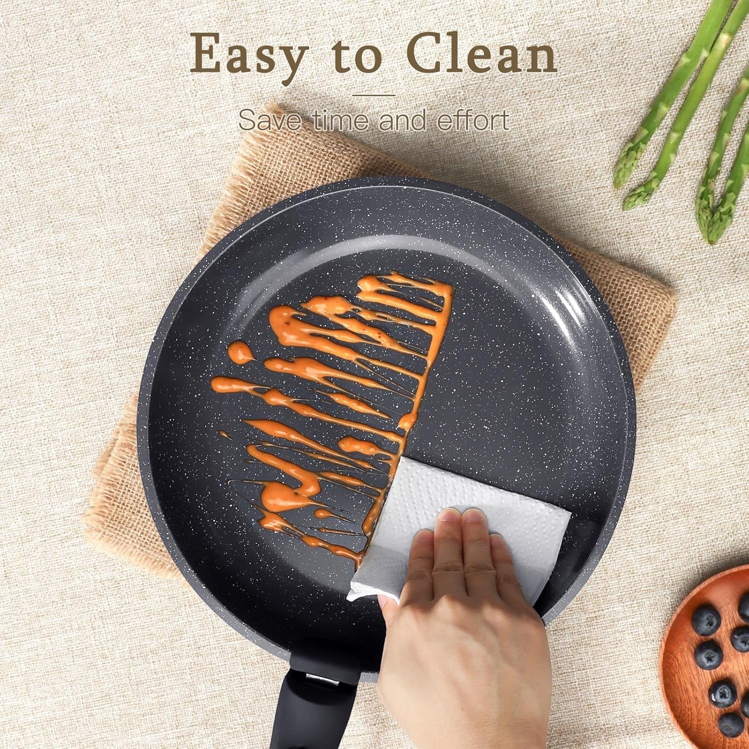 21Pcs Plus Black Non Stick Cookware Set with Removable Handles Induction Safe