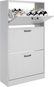 3 Tier Shoe Storage Cabinet Light Grey Slim Drawer Unit Hallway Organiser