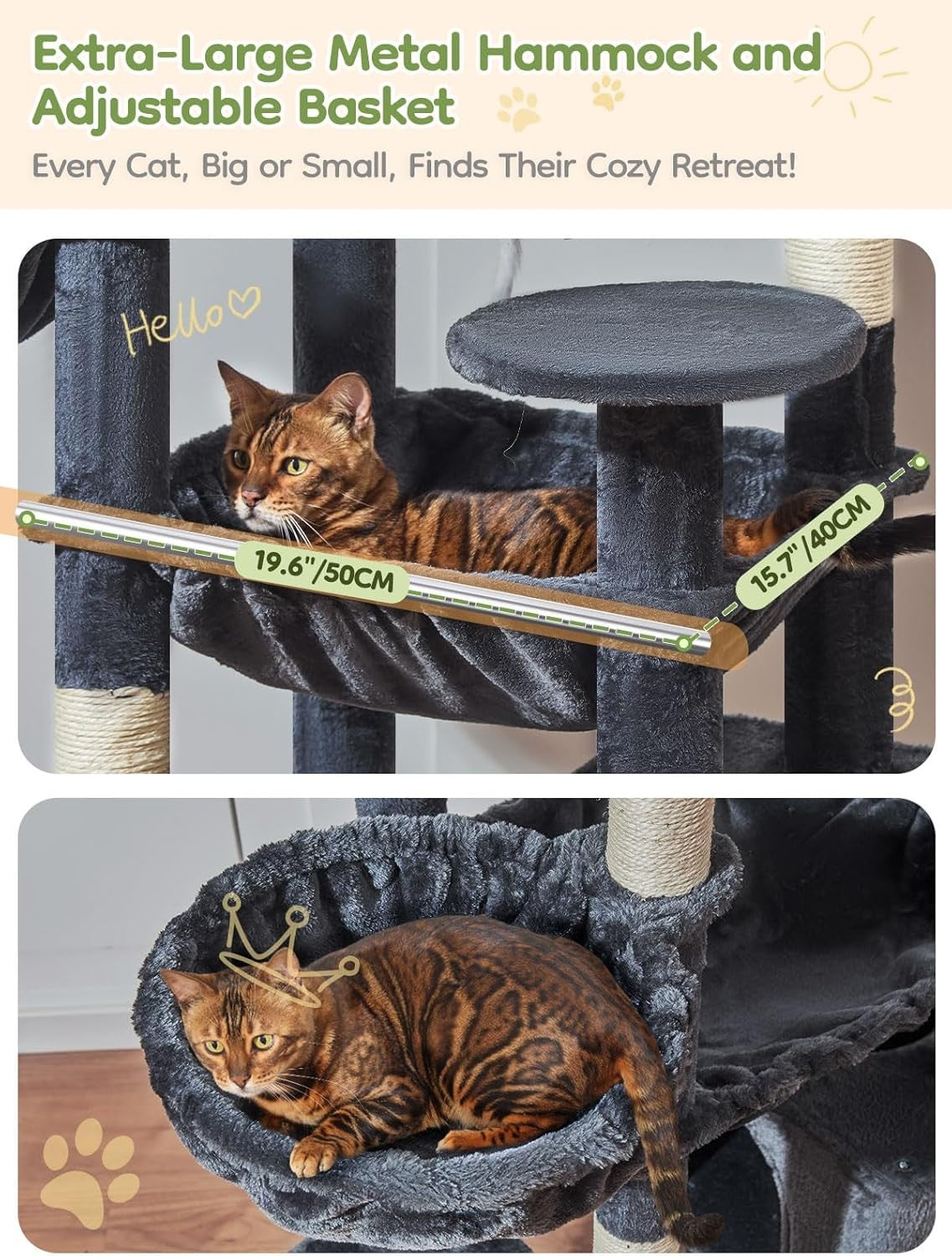 Large Cat Tree 193cm Multi Level Tower Scratching Post Condos for Indoor Cats