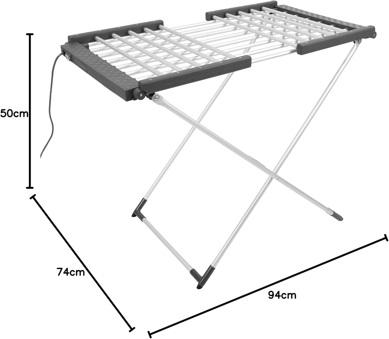Electric Heated Clothes Airer Folding Dryer 18 Bars With Heated Wings Indoor