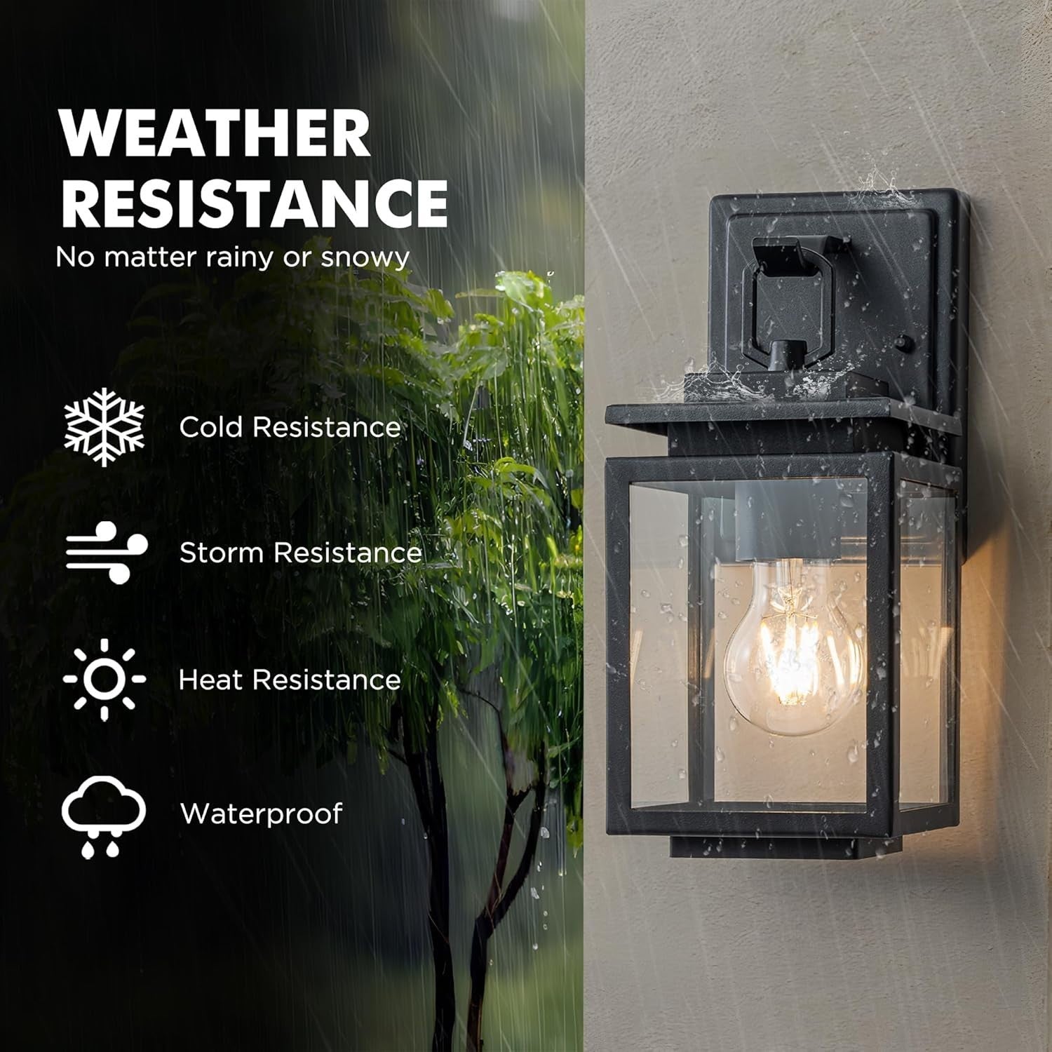Outdoor Wall Lantern 2 Pack Black Modern E27 Waterproof Porch Light IP44