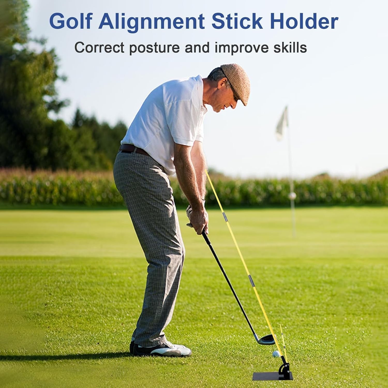 Adjustable Golf Alignment Stick Holder 2 Foldable Trainer