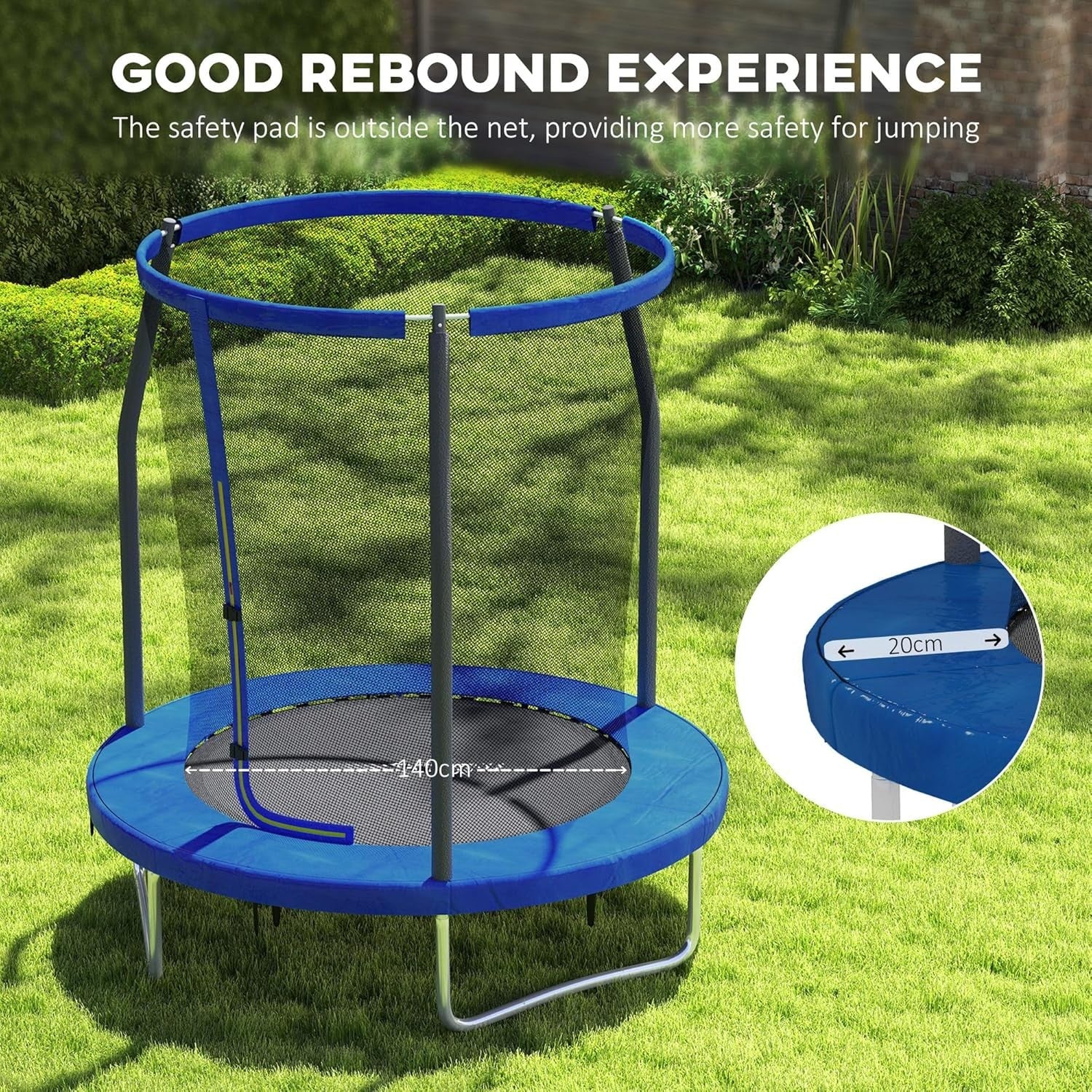 6FT Outdoor Trampoline Safety Enclosure Steel Frame Jump Mat 80KG