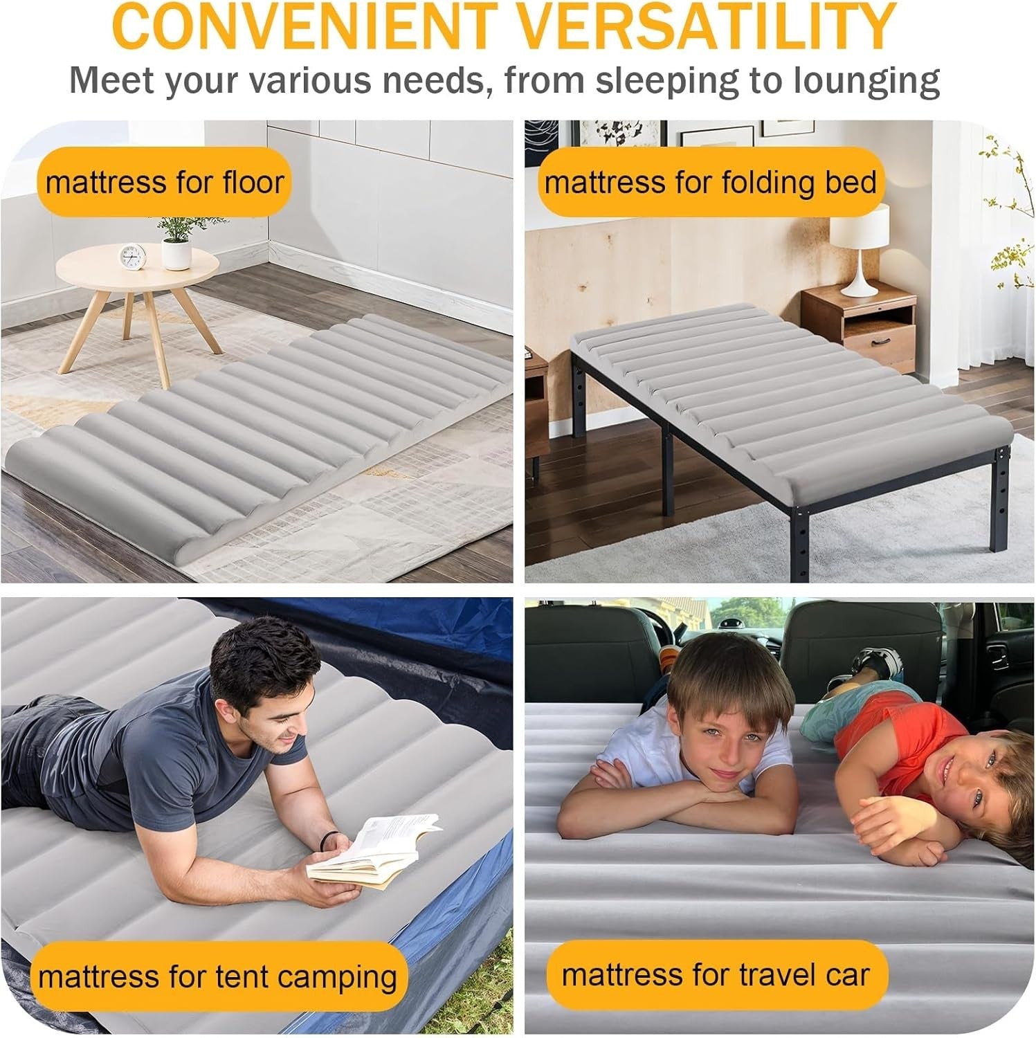 Roll Up Floor Mattress Single Foam Bed Foldable Guest Travel Mat Grey