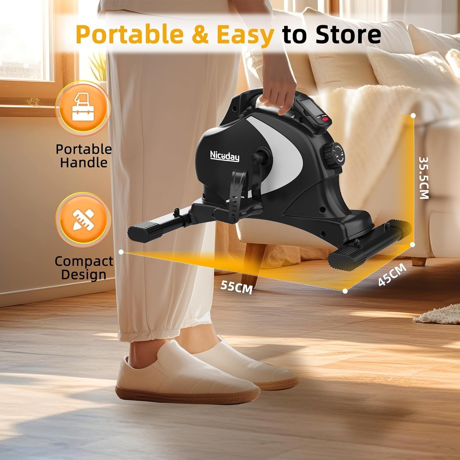 Mini Under-Desk Magnetic Pedal Exerciser w/ LCD Monitor & Quiet 8-Level