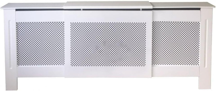 White Adjustable Radiator Cover | Modern MDF Wood Cabinet | Diamond Lattice