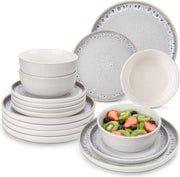 36pc Grey Stoneware Dinner Set Plates Bowls Reactive Glaze Service for 12