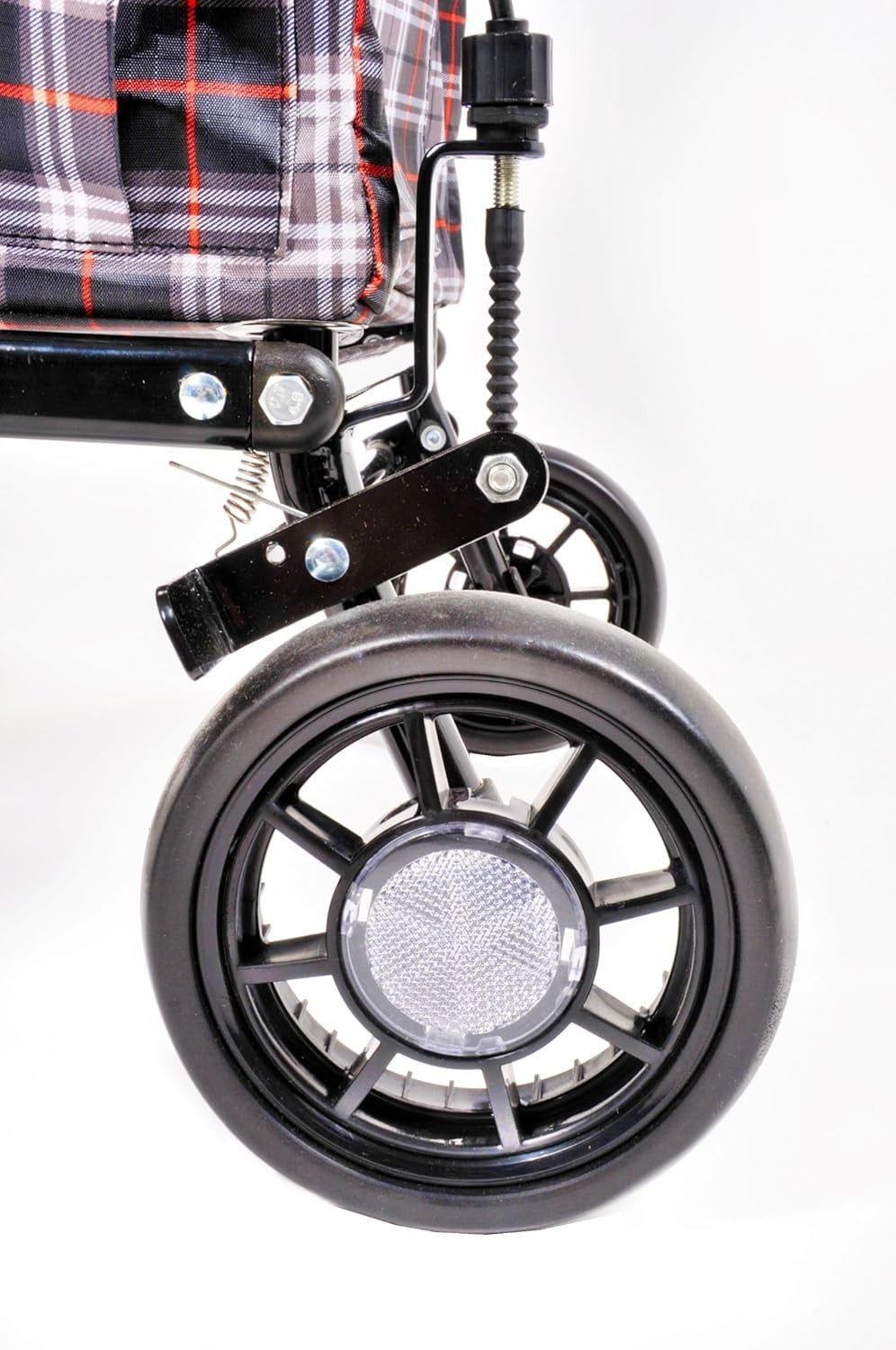Lilac Check 6-Wheel Walk & Rest Shopping Trolley – Padded Seat & Back