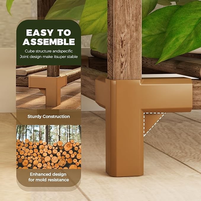 5 Tier Wooden Plant Stand Indoor Outdoor Corner Shelf for Multiple Flower Pots