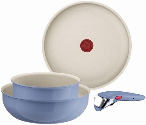 4pcs Blue Non Stick Cookware Set Induction Safe with Lids & Detachable Handle