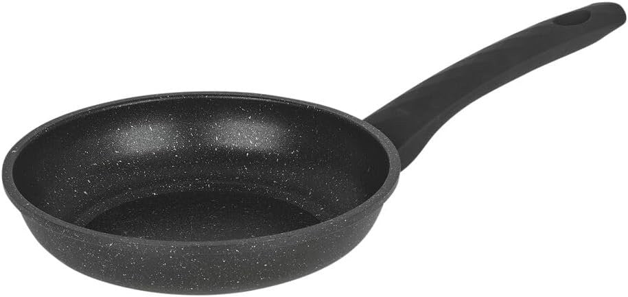 24cm Non Stick Frying Pan Black Marble Coating, Induction Safe Soft Touch Handle