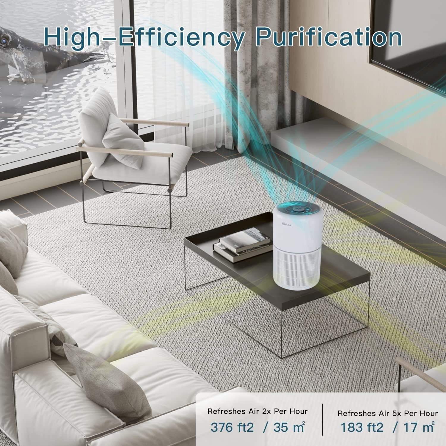 H13 HEPA Air Purifier Bedroom 360° Quiet Aromatherapy Night Light