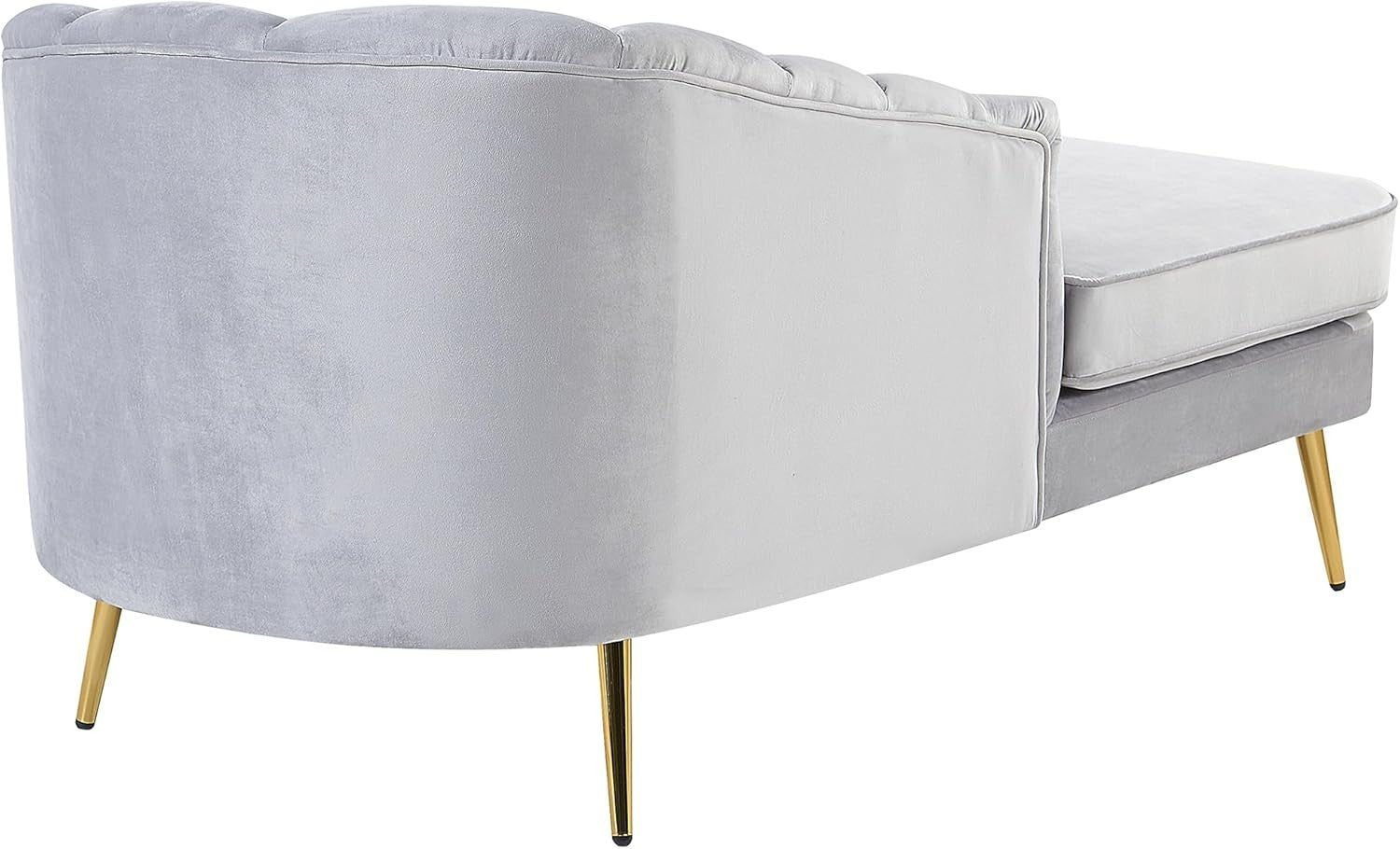 Grey Velvet Chaise Lounge Sofa | Right Hand, Gold Legs, Soft Upholstery