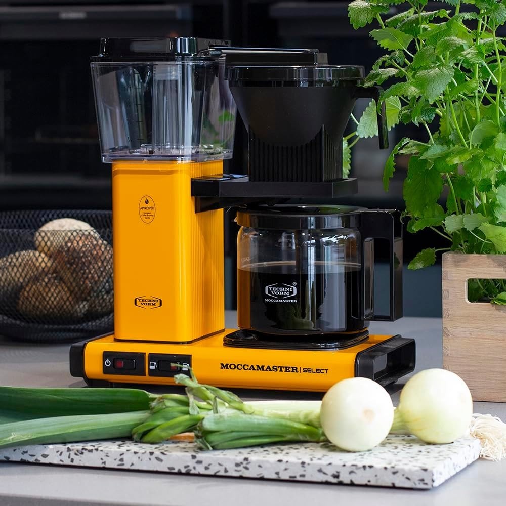 Premium Drip Coffee Maker 1.25L | Fast Brewing, Quiet, Bold Yellow Pepper