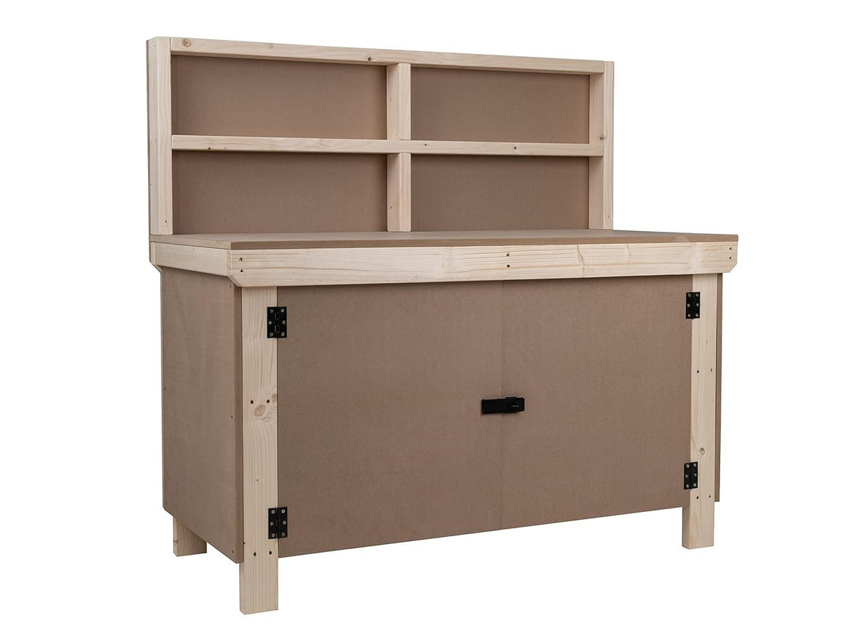 7ft Heavy Duty MDF Workbench with Lockable Cupboard & Back Panel – Garage Table