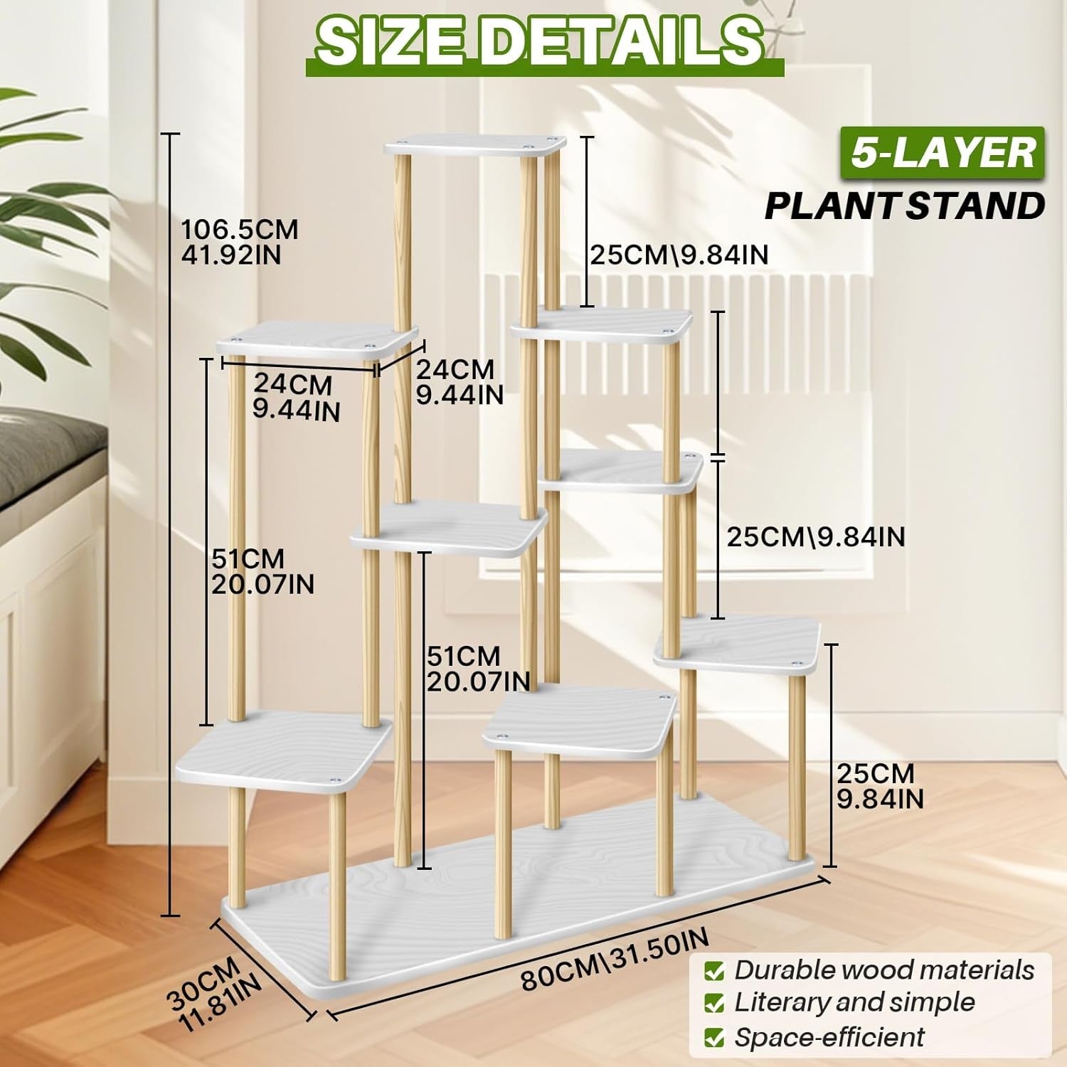 9 Tier Wooden Plant Stand Indoor Outdoor Multi Pot Flower Rack Display Shelf