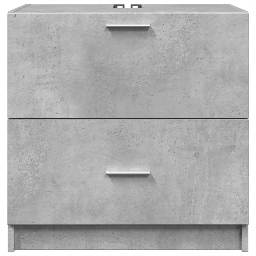Concrete Grey Under Sink Bathroom Cabinet 59x37x59cm Modern Vanity Storage