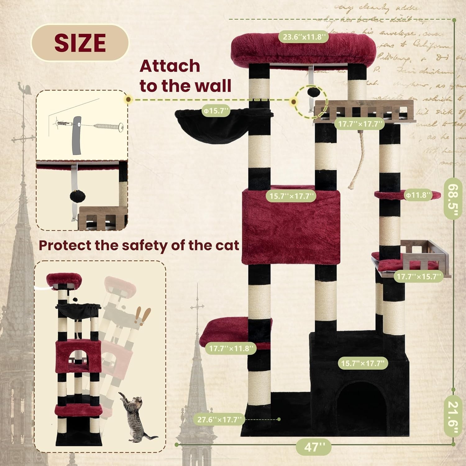 Maine Coon Cat Tree Heavy Duty Tower Large Cats Condo Hammock 15 Posts