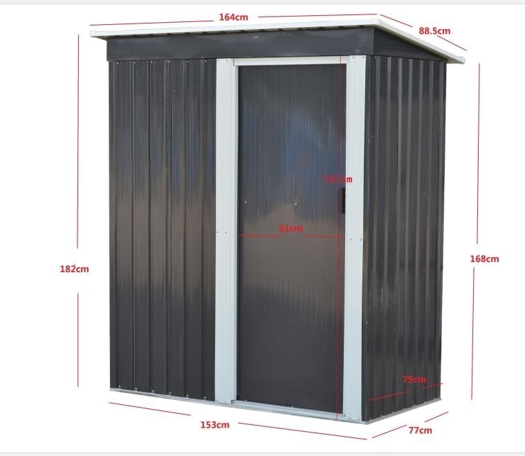 5x2.5FT Metal Garden Shed Lockable Tool Storage House Grey