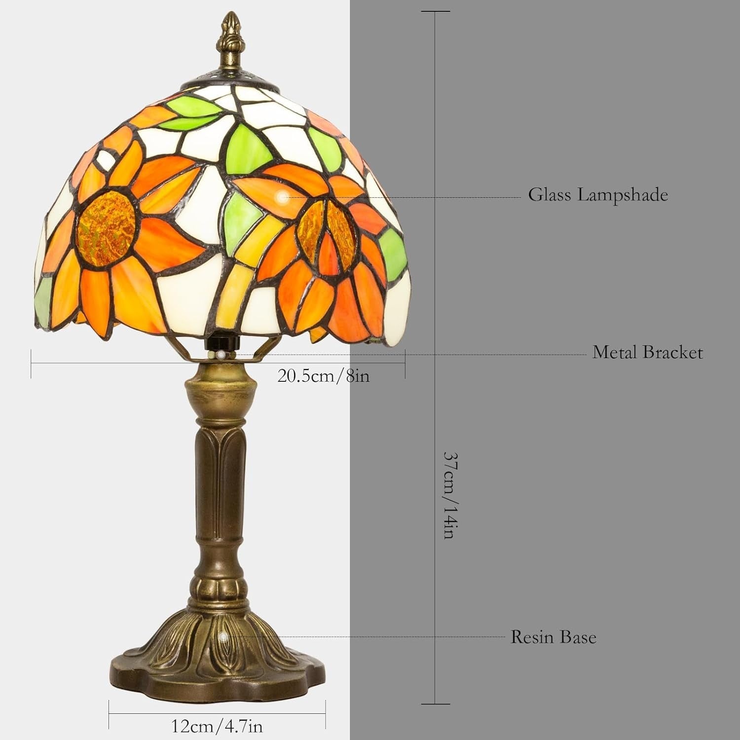 Sunflower Tiffany Table Lamp | Dimmable LED | Vintage Bedside Light