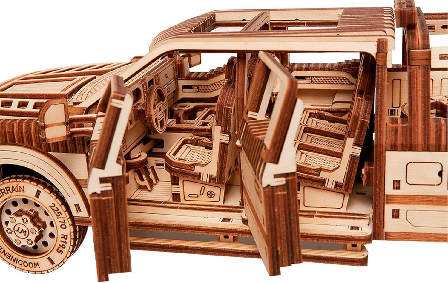 Wooden Pickup Truck Model Kit – 706pc DIY Car Puzzle, Moves Up to 10m