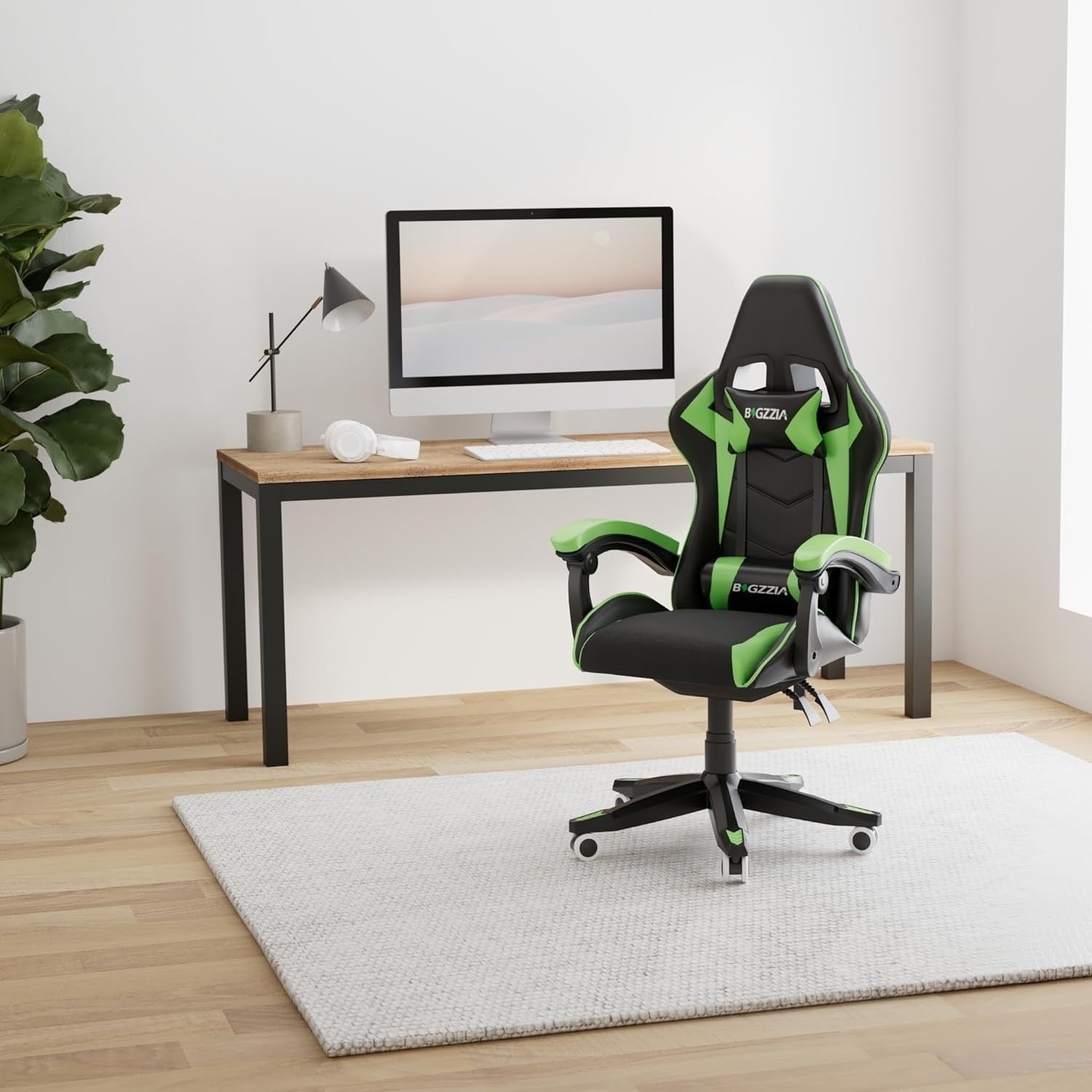 Ergonomic Gaming Chair PC Desk Office Racing Recliner Green Adjustable Padded