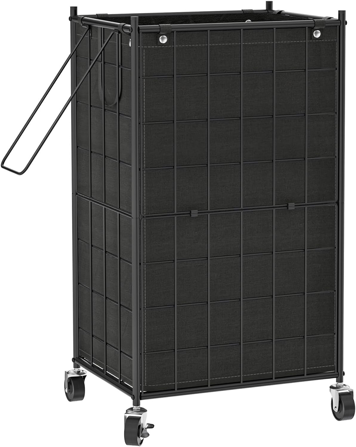 100L Rolling Laundry Hamper on Wheels with Removable Bag Metal Frame Black