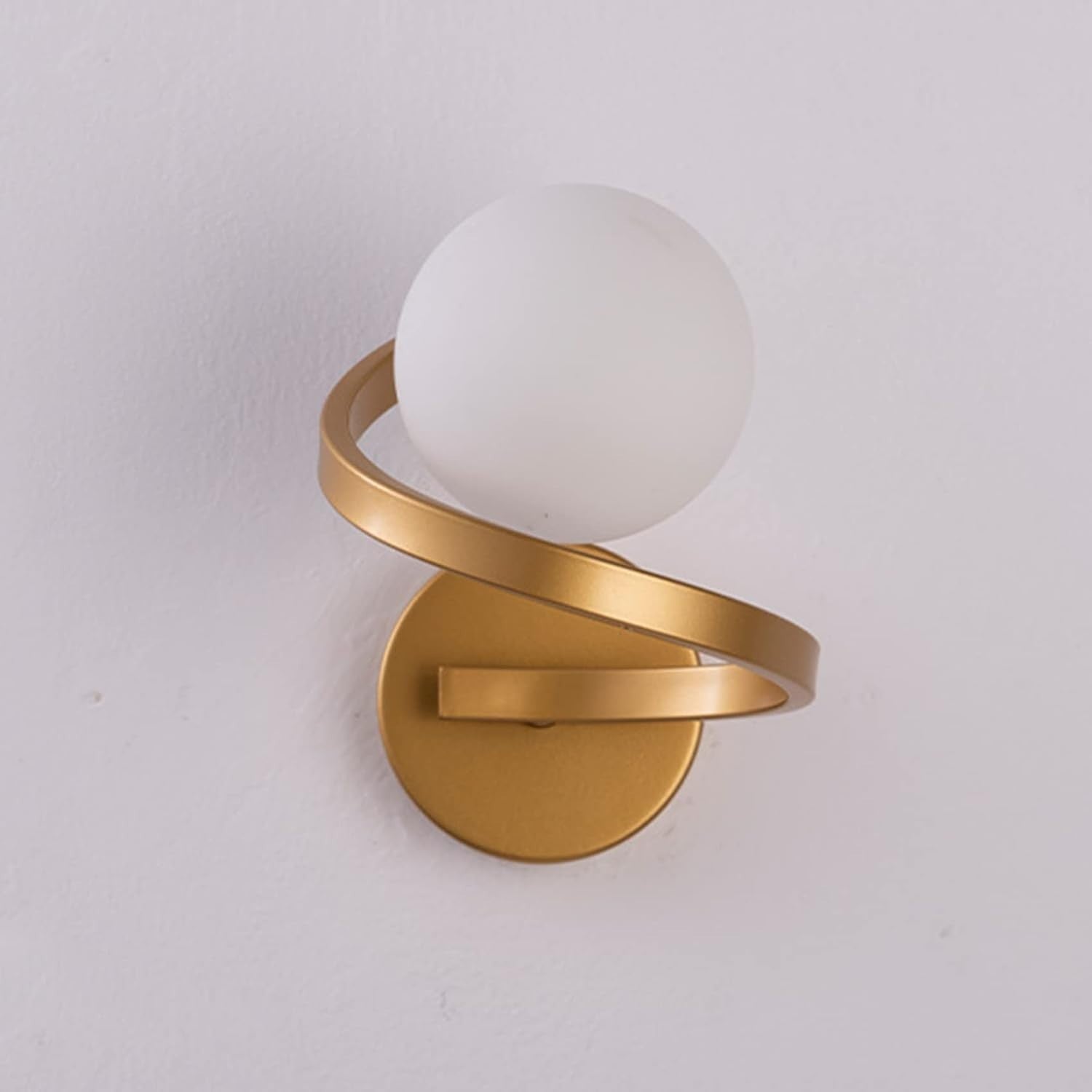 Golden Spiral Glass Ball Wall Light, Modern LED Sconce for Bedroom