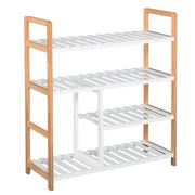 4-Tier Wooden Shoe Rack Stand – Freestanding Slatted Storage Shelf
