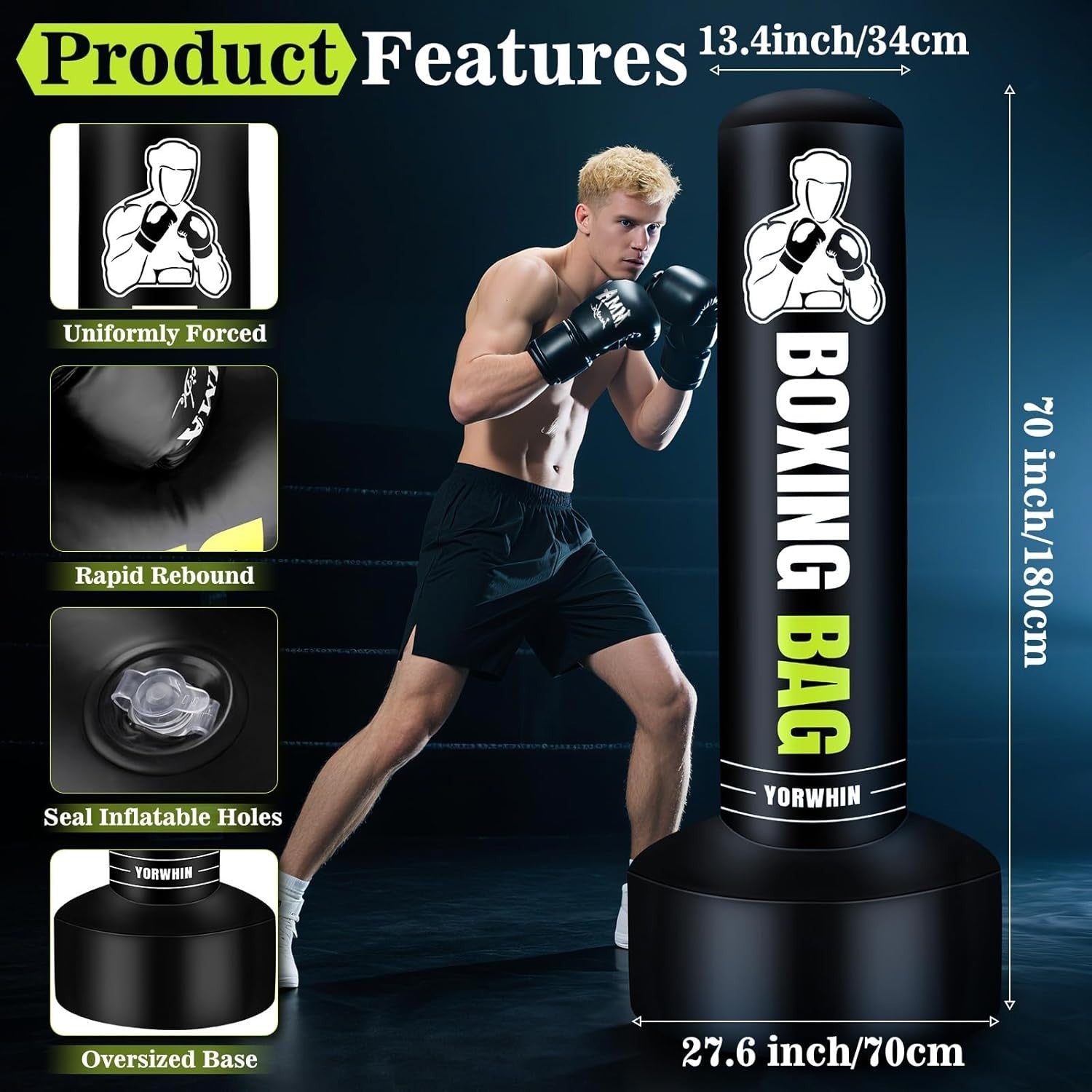 Inflatable 180cm Standing Boxing Bag Home MMA Kick Training
