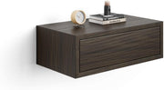 Floating Dark Walnut Wall Bedside Table with Drawer – Modern Space Saving