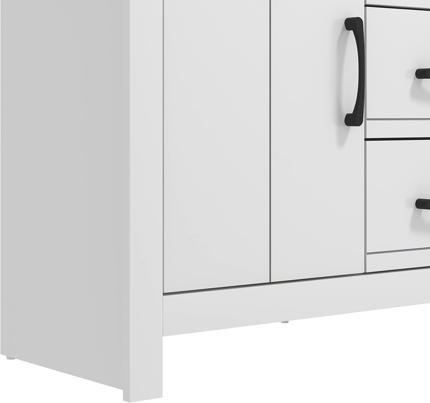 White Storage Sideboard Cabinet 2 Doors 3 Drawers Adjustable Shelves