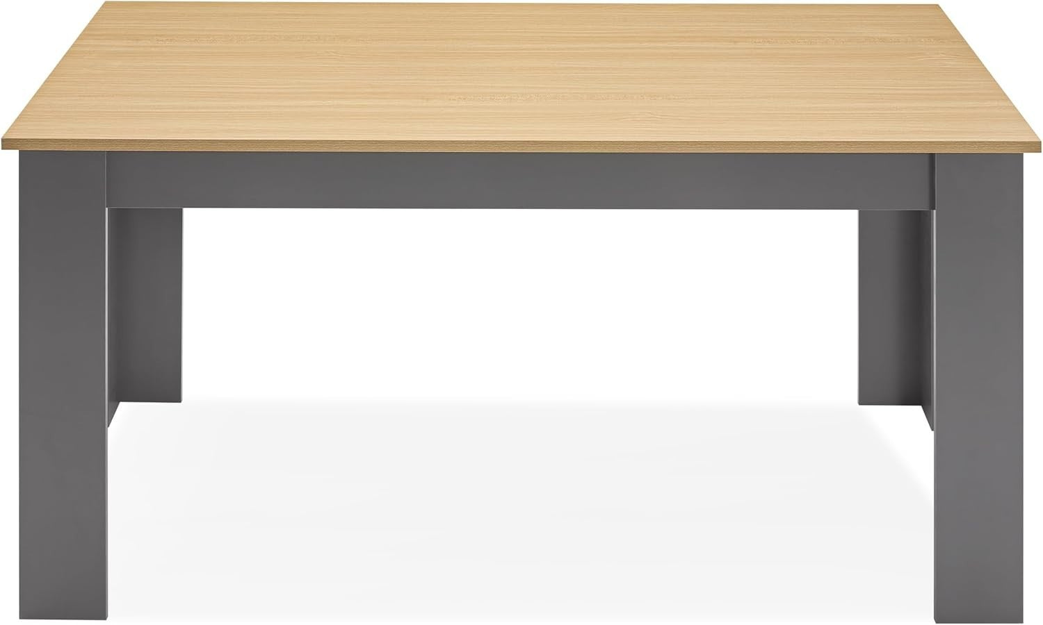 Dining Table Set with 6 Black Leather Chairs - 140x80cm Wooden Modern Design