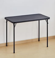 Small Foldable Metal Table with Vinyl Top Black Compact Lightweight Desk