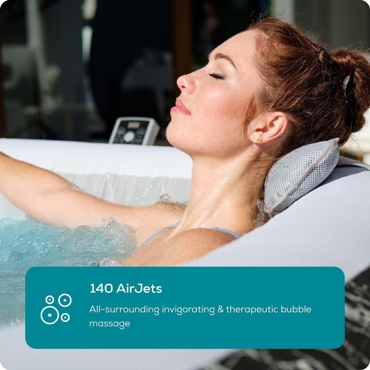Inflatable Hot Tub Spa 140 Air Jet LED Lights 4–6 Person Garden