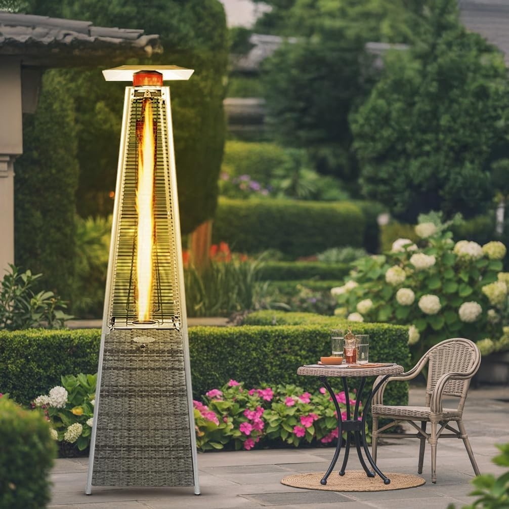 Outdoor Gas Patio Heater Pyramid Flame 13kW Waterproof Windproof Cover