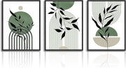 Sage Green Boho Wall Decor Poster 12x16 in Minimalist Abstract Set of 3