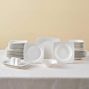 52pc White Bone China Dinner Set for 12 Plates Bowls Modern Tableware